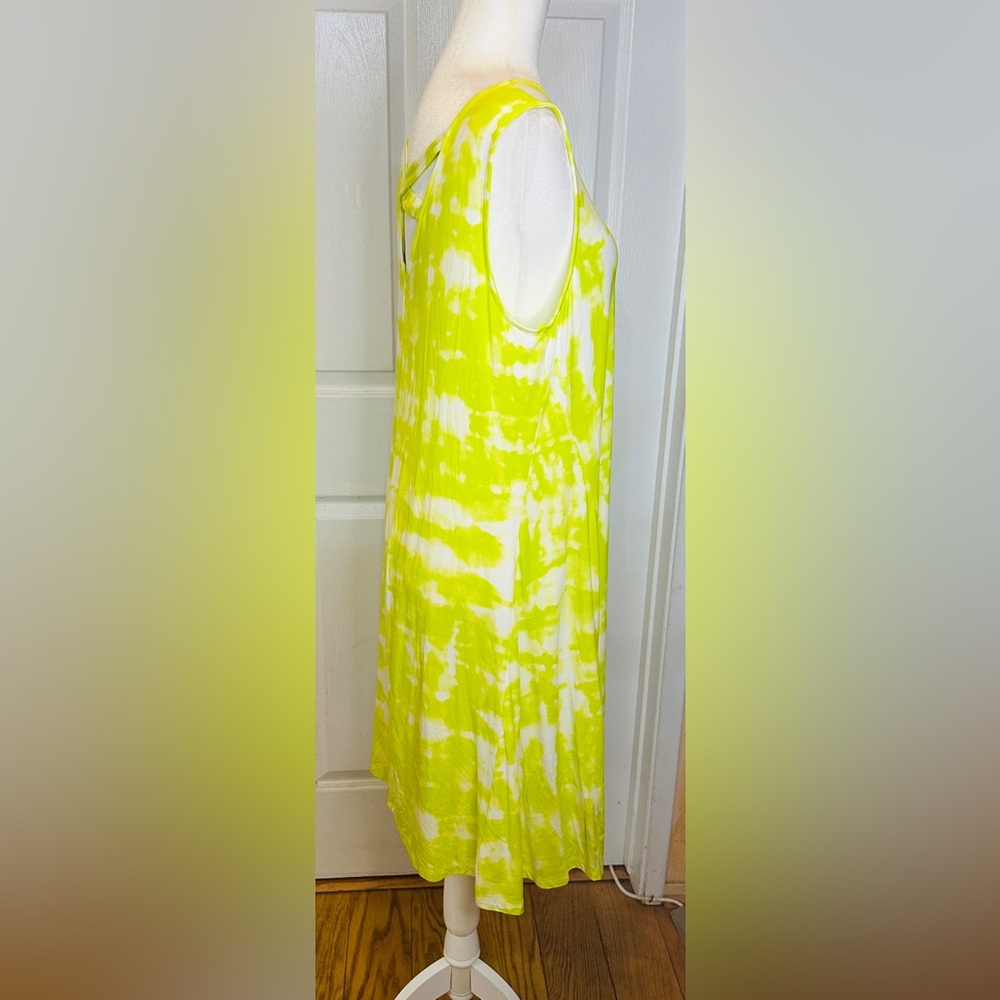 Style & Co Dress Sleeveless Fun Yellow Flip Flop Cut Out Back Knee Length Sz XL - Picture 3 of 9